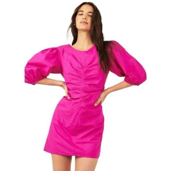 FREE PEOPLE Cotton Hope Mini Dress Fuchsia Pink Fantastic S - Picture 1 of 11